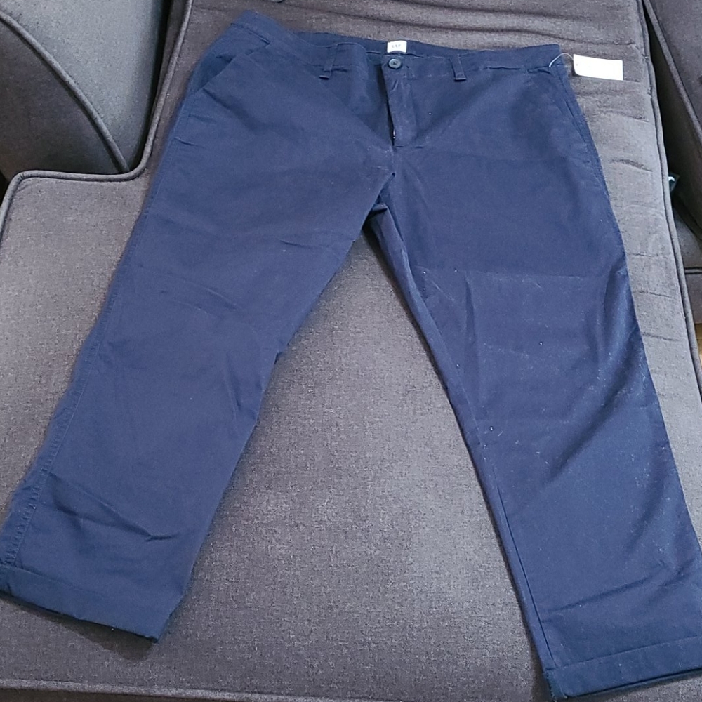 NWT Gap Girlfriend crops khaki chinos navy blue size 16